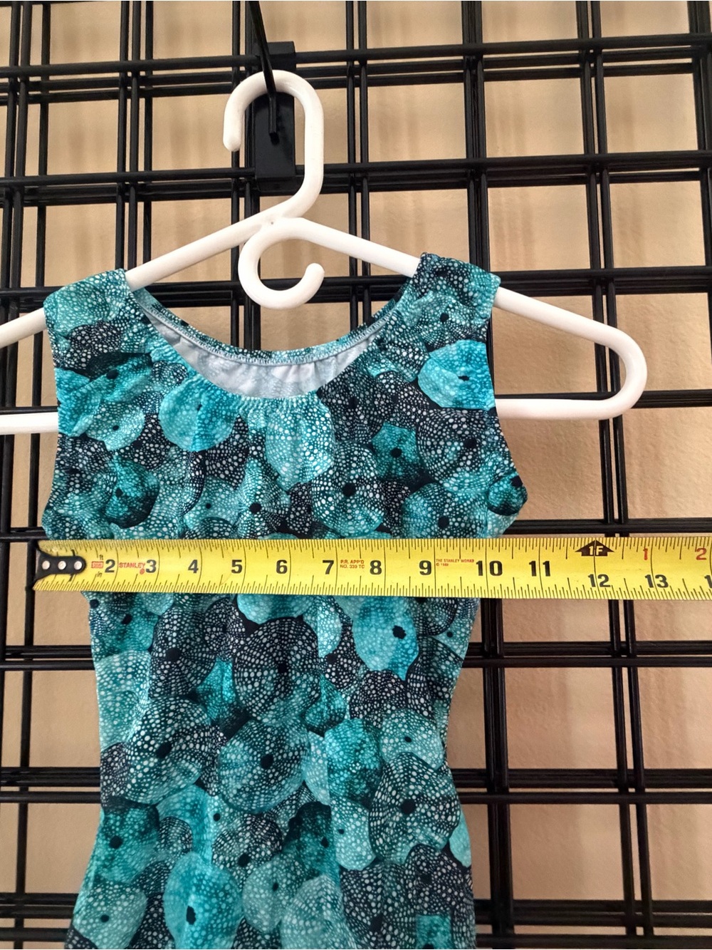 Girls Gymnastics Leotard Teal Black Abstract Floral Print – Size Unknown